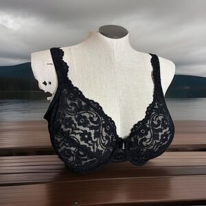 Smart Sexy Bra 40D Balconette Bra SA964 Black Lace Semi Sheer Underwire